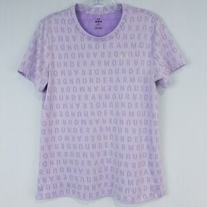 Under Armour Tech Wordmark Jacquard Short Sleeve T Shirt Womens Medium Purple‎